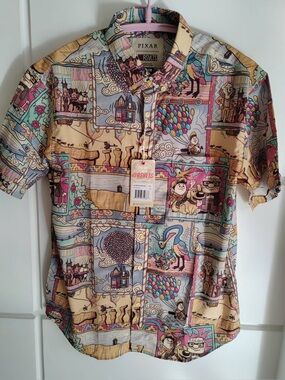 M - RSVLTS DISNEY PIXAR UP HOUSE PARADISE FOUND MURAL SHIRT MULTI MENS